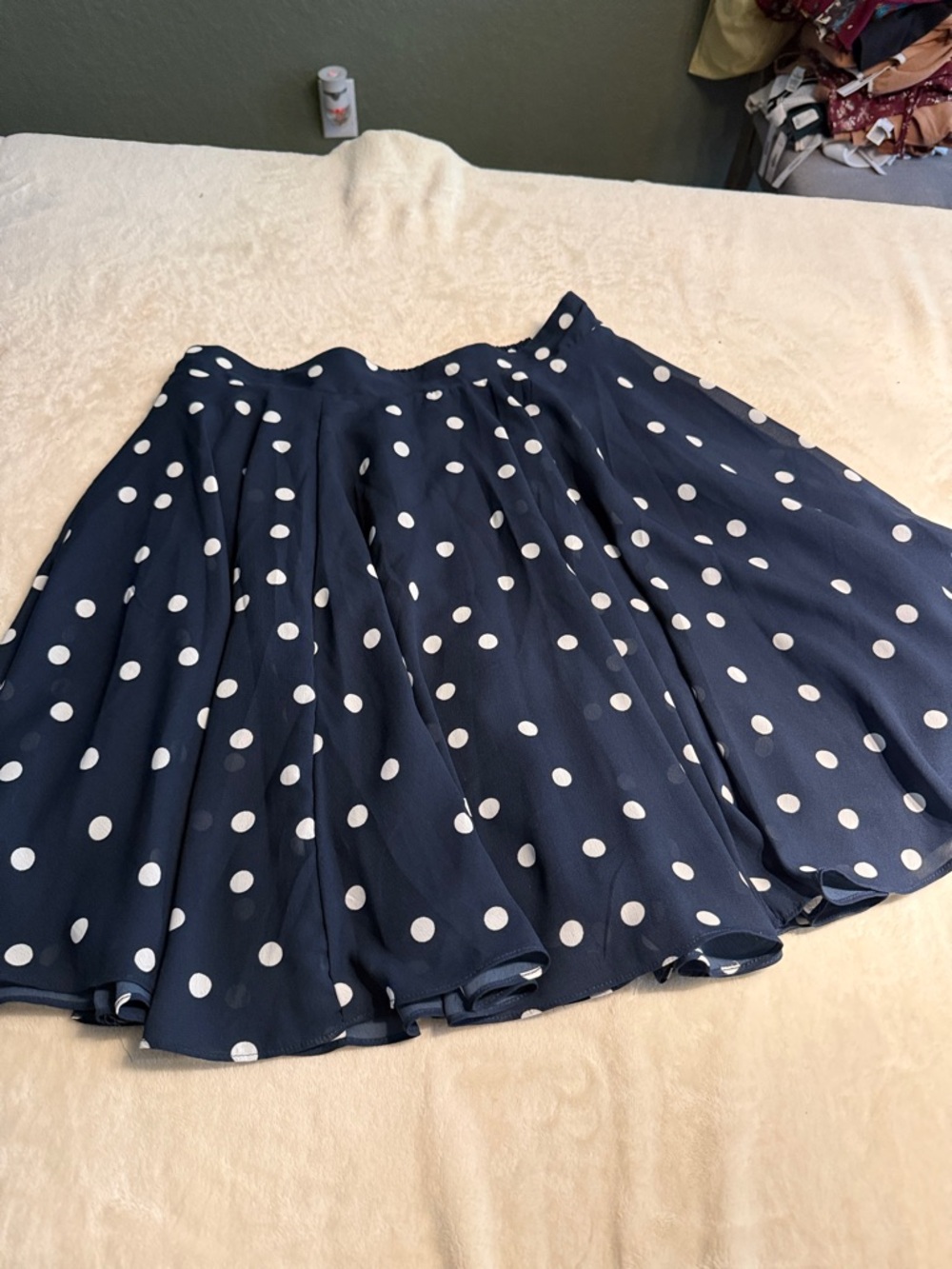 Maison Jules Navy Blue Polka Dot Circle Skirt